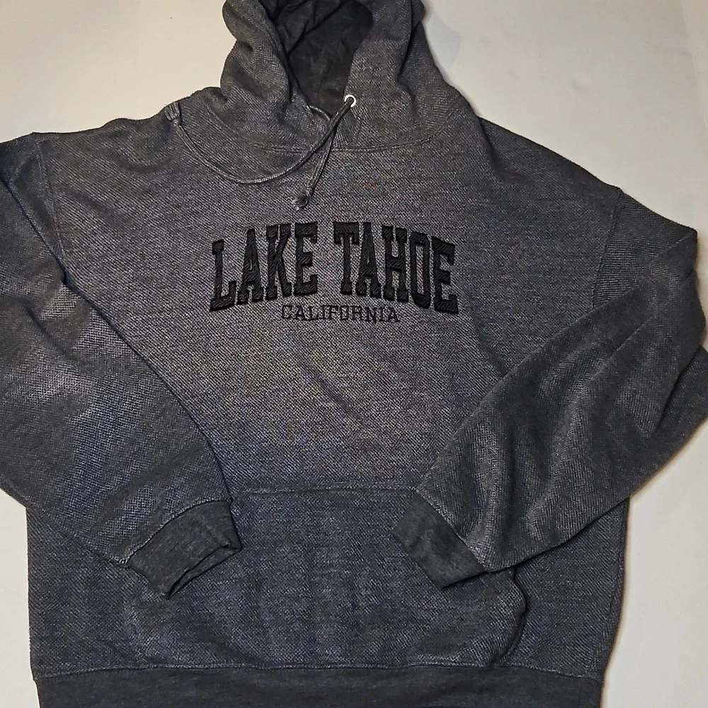 Lake Tahoe Waffle Knit Gray Hoodie Large